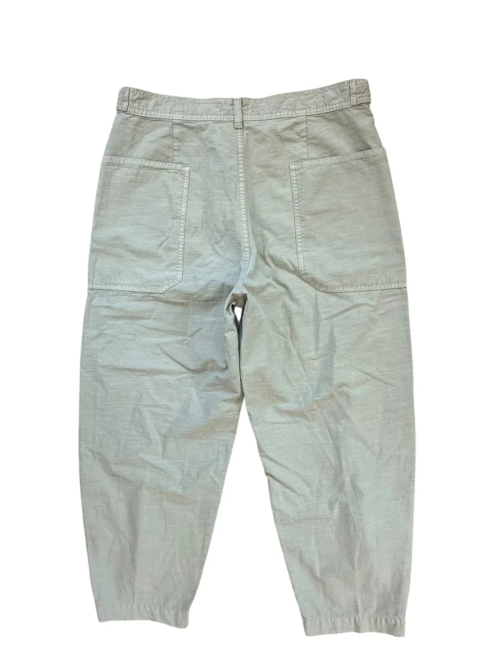 Everlane Pale Green Organic Cotton Linen Fatigue Barrel Leg Trousers Size 14